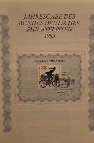 BRD; Jahresgabe des BDPh 1995: Gedenkblatt Nr. 17;  Post und Philatelie