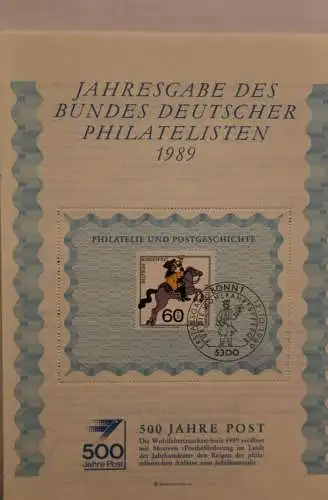 BRD; Jahresgabe des BDPh 1989: Gedenkblatt Nr. 11; Philatelie und Postgeschichte