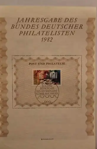 BRD; Jahresgabe des BDPh 1982: Gedenkblatt Nr. 4; Post und Philatelie