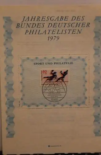 BRD; Jahresgabe des BDPh und der Sporthilfe 1979: Gedenkblatt Nr. 1; Sport und Philatelie