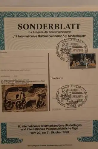 BRD; Sonderblatt,Erinnerungsblatt,Gedenkblatt: Intern. Briefmarkenbörse Sindelfingen '93