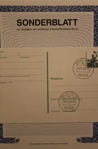 BRD; Sonderblatt,Erinnerungsblatt,Gedenkblatt: Postkarte mit Wertstempel 60 Pf. Sehenswürdigkeiten Berlin