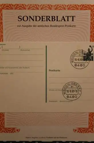 BRD; Sonderblatt,Erinnerungsblatt,Gedenkblatt: Postkarte mit Wertstempel 60 Pf. Sehenswürdigkeiten