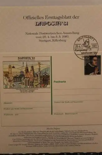 BRD, NAPOSTA 81 Stuttgart - Ersttagsblatt