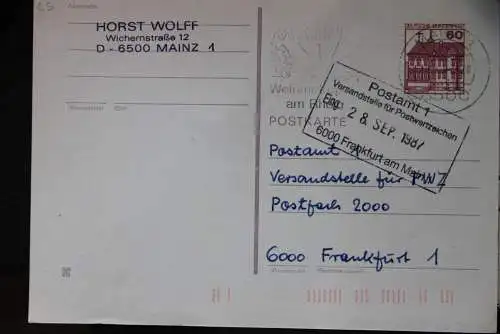 Deutschland 1987; 60 Pf. B & Schlösser, Letterset auf Karte