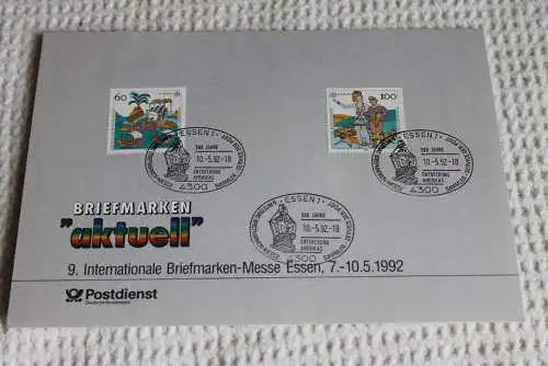 BRD; Sonderblatt,Erinnerungsblatt,Gedenkblatt: Intern. Briefmarken-Messe Essen 1992