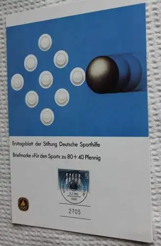 BRD;Sonderblatt,Erstagsblatt,Gedenkblatt Deutsche Sporthilfe: "Für den Sport", Bonn 1985; Kegeln