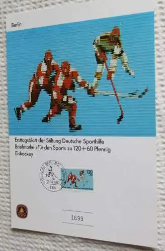 BRD;Sonderblatt,Erstagsblatt,Gedenkblatt Deutsche Sporthilfe: "Für den Sport", Berlin 1983; Eishockey