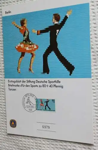 BRD;Sonderblatt,Erstagsblatt,Gedenkblatt Deutsche Sporthilfe: "Für den Sport", Berlin 1983; Tanzen