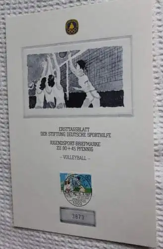 BRD;Sonderblatt,Erstagsblatt,Gedenkblatt Deutsche Sporthilfe: "Für den Sport", Berlin 1982; Volleyball