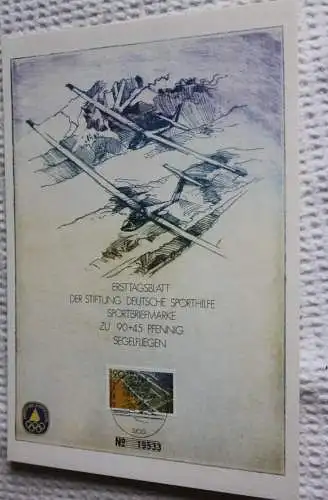 BRD;Sonderblatt,Erstagsblatt,Gedenkblatt Deutsche Sporthilfe: "Für den Sport", Bonn 1981; Segelfliegen