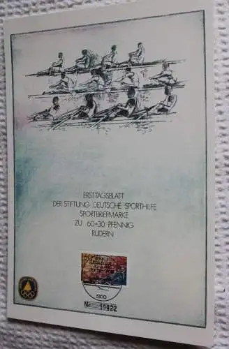 BRD;Sonderblatt,Erstagsblatt,Gedenkblatt Deutsche Sporthilfe: "Für den Sport", Bonn 1981; Rudern