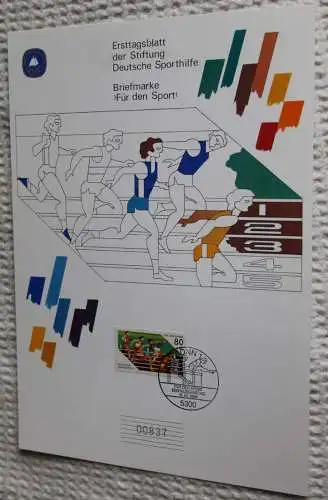 BRD;Sonderblatt,Erstagsblatt,Gedenkblatt Deutsche Sporthilfe: "Für den Sport", Bonn 1986; Leichtathletik