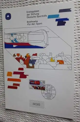 BRD;Sonderblatt,Erstagsblatt,Gedenkblatt Deutsche Sporthilfe: "Für den Sport", Bonn 1986;Bobfahren