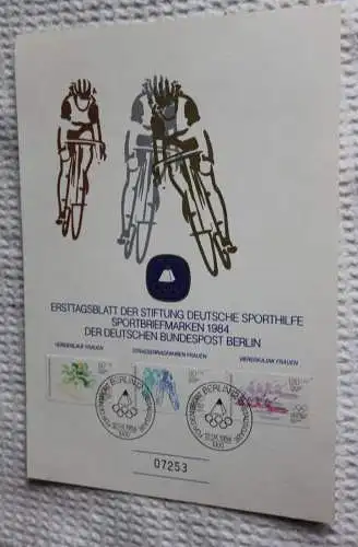 BRD;Sonderblatt,Erstagsblatt,Gedenkblatt Deutsche Sporthilfe: "Für den Sport", Berlin 1984