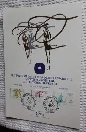 BRD;Sonderblatt,Erstagsblatt,Gedenkblatt Deutsche Sporthilfe: "Für den Sport", Bonn 1984