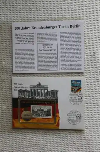 Telefonkarte 40 "200 Jahre Brandenburger Tor" im Sonderbrief