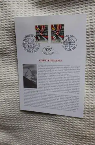 Österreich 1992: Schützt die Alpen; Ersttagsblatt; Gemeinschaftsausgabe: Österreich-Schweiz
