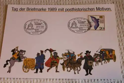 BRD; Sonderblatt,Erinnerungsblatt,Gedenkblatt: Tag der Briefmarke 1989; SST Berlin; Posthistorische Motive