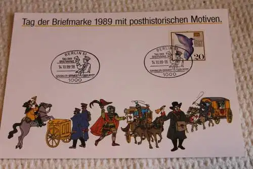 BRD; Sonderblatt,Erinnerungsblatt,Gedenkblatt: Tag der Briefmarke 1989; SST Berlin; Posthistorische Motive