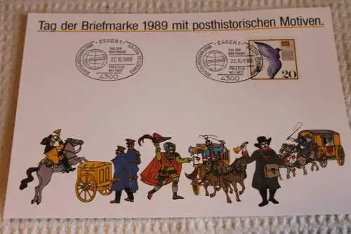 BRD; Sonderblatt,Erinnerungsblatt,Gedenkblatt: Tag der Briefmarke 1989; SST Essen; Posthistorische Motive