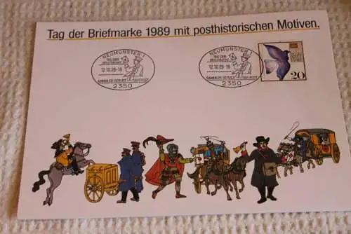 BRD; Sonderblatt,Erinnerungsblatt,Gedenkblatt: Tag der Briefmarke 1989; SST Neumünster; Posthistorische Motive