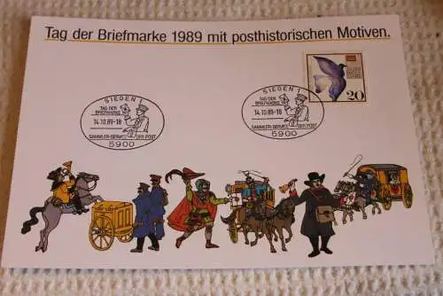 BRD; Sonderblatt,Erinnerungsblatt,Gedenkblatt: Tag der Briefmarke 1989; SST Siegen; Posthistorische Motive