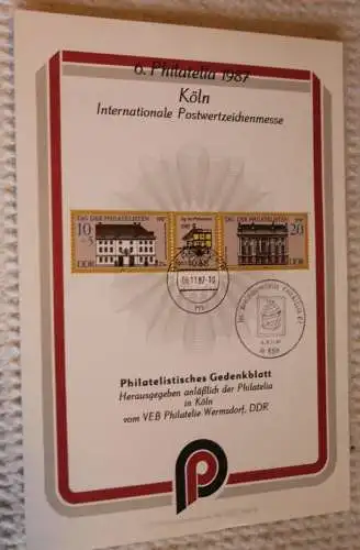 DDR; Sonderblatt,Erinnerungsblatt,Gedenkblatt: Philatelia 1987 Köln