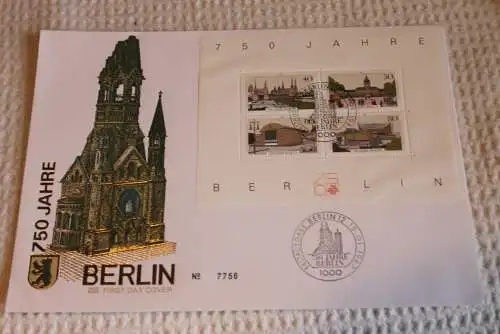 750 Jahre Berlin; MiNr. Block 8; FDC ESST Berlin