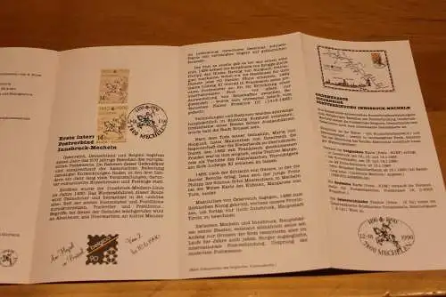 Belgien: Ankündigungsfolder, Ersttagsfolder, Ersttagsblatt: 500 Jahre Post; Ersttags-Sonderstempel Mechelen