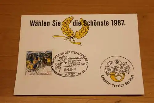 BRD;Sonderblatt,Erinnerungsblatt,Gedenkblatt: Wählen Sie die Schönste 1987; Sonderstempel Neustadt