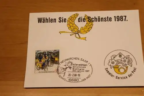 BRD;Sonderblatt,Erinnerungsblatt,Gedenkblatt: Wählen Sie die Schönste 1987; Sonderstempel Neunkirchen