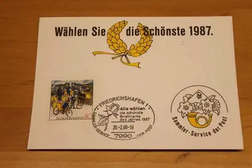 BRD;Sonderblatt,Erinnerungsblatt,Gedenkblatt: Wählen Sie die Schönste 1987; Sonderstempel Friedrichshafen