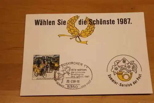 BRD;Sonderblatt,Erinnerungsblatt,Gedenkblatt: Wählen Sie die Schönste 1987; Sonderstempel Euskirchen