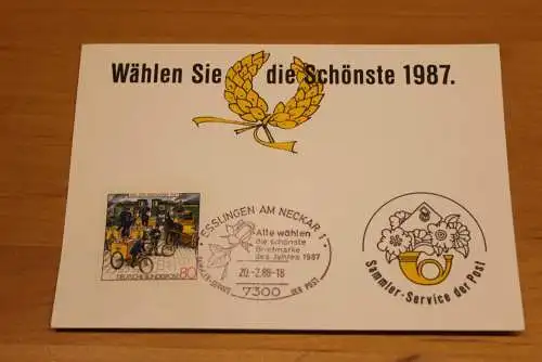 BRD;Sonderblatt,Erinnerungsblatt,Gedenkblatt: Wählen Sie die Schönste 1987; Sonderstempel Esslingen