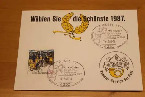 BRD;Sonderblatt,Erinnerungsblatt,Gedenkblatt: Wählen Sie die Schönste 1987; Sonderstempel Wesel