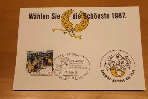 BRD;Sonderblatt,Erinnerungsblatt,Gedenkblatt: Wählen Sie die Schönste 1987; Sonderstempel Elmshorn