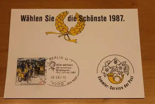 BRD;Sonderblatt,Erinnerungsblatt,Gedenkblatt: Wählen Sie die Schönste 1987; Sonderstempel Berlin