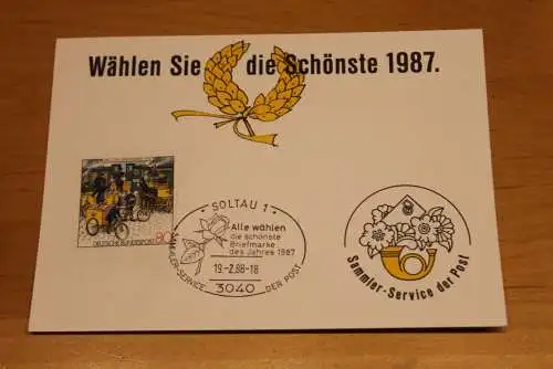 BRD;Sonderblatt,Erinnerungsblatt,Gedenkblatt: Wählen Sie die Schönste 1987; Sonderstempel Soltau