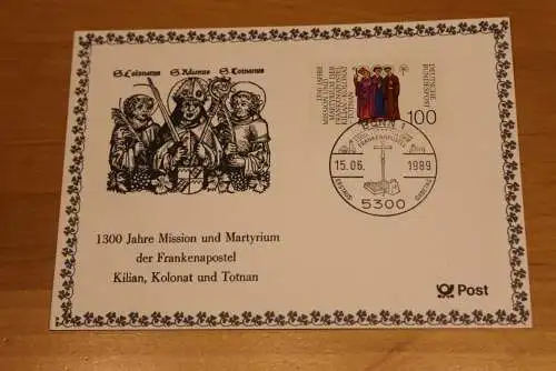 BRD;Sonderblatt,Erinnerungsblatt,Gedenkblatt: Frankenapostel 1989; Ersttags-Sonderstempel Bonn