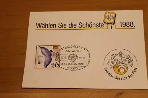 BRD;Sonderblatt,Erinnerungsblatt,Gedenkblatt: Wählen Sie die Schönste 1988; Sonderstempel: Bruchsal