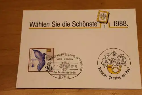 BRD;Sonderblatt,Erinnerungsblatt,Gedenkblatt: Wählen Sie die Schönste 1988; Sonderstempel: Aschaffenburg