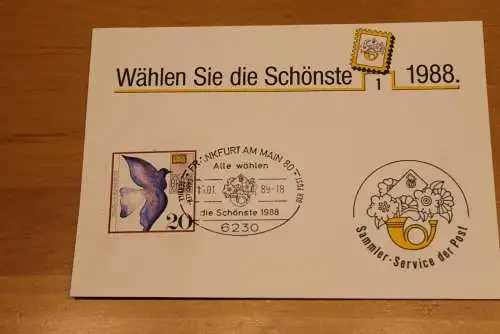 BRD;Sonderblatt,Erinnerungsblatt,Gedenkblatt: Wählen Sie die Schönste 1988; Sonderstempel: Frankfurt