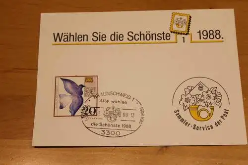 BRD;Sonderblatt,Erinnerungsblatt,Gedenkblatt: Wählen Sie die Schönste 1988; Sonderstempel: Braunschweig