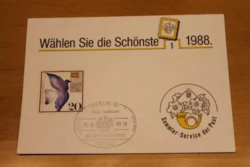 BRD;Sonderblatt,Erinnerungsblatt,Gedenkblatt: Wählen Sie die Schönste 1988; Sonderstempel: Berlin