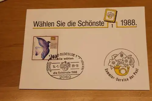 BRD;Sonderblatt,Erinnerungsblatt,Gedenkblatt: Wählen Sie die Schönste 1988; Sonderstempel: Bad Oldesloe