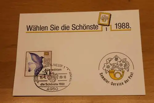 BRD;Sonderblatt,Erinnerungsblatt,Gedenkblatt: Wählen Sie die Schönste 1988; Sonderstempel: Minden