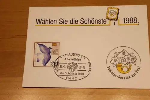 BRD;Sonderblatt,Erinnerungsblatt,Gedenkblatt: Wählen Sie die Schönste 1988; Sonderstempel: Straubing