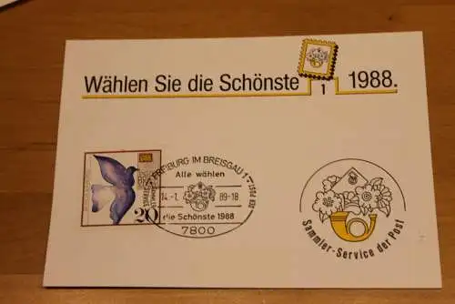 BRD;Sonderblatt,Erinnerungsblatt,Gedenkblatt: Wählen Sie die Schönste 1988; Sonderstempel: Freiburg