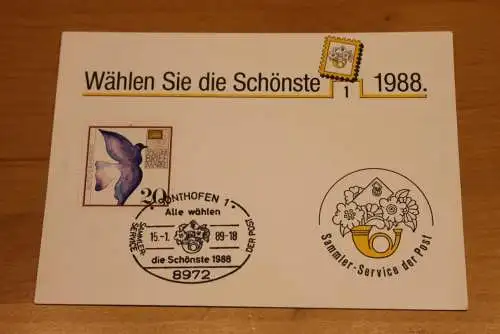 BRD;Sonderblatt,Erinnerungsblatt,Gedenkblatt: Wählen Sie die Schönste 1988; Sonderstempel: Sonthofen